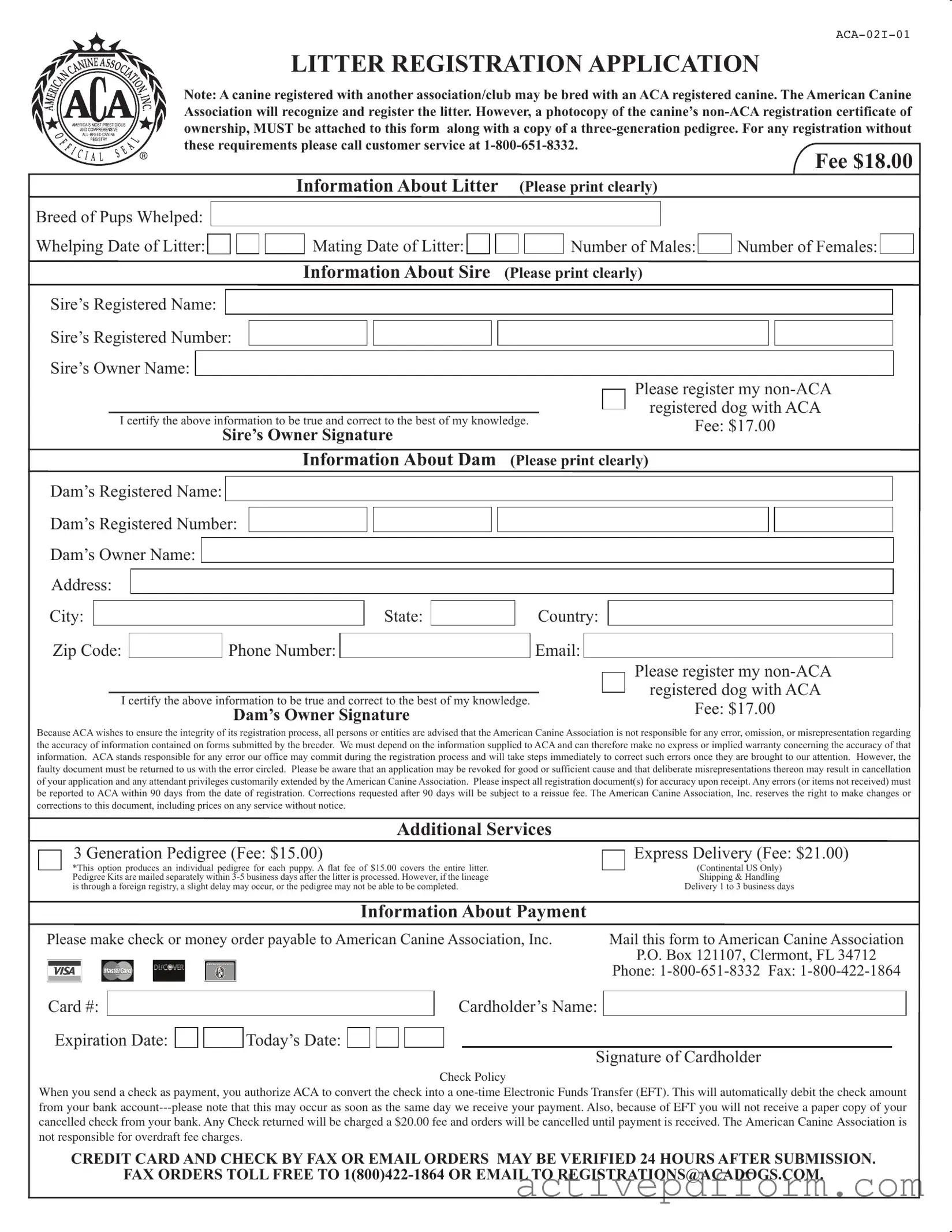 Free Aca Litter Registration Template