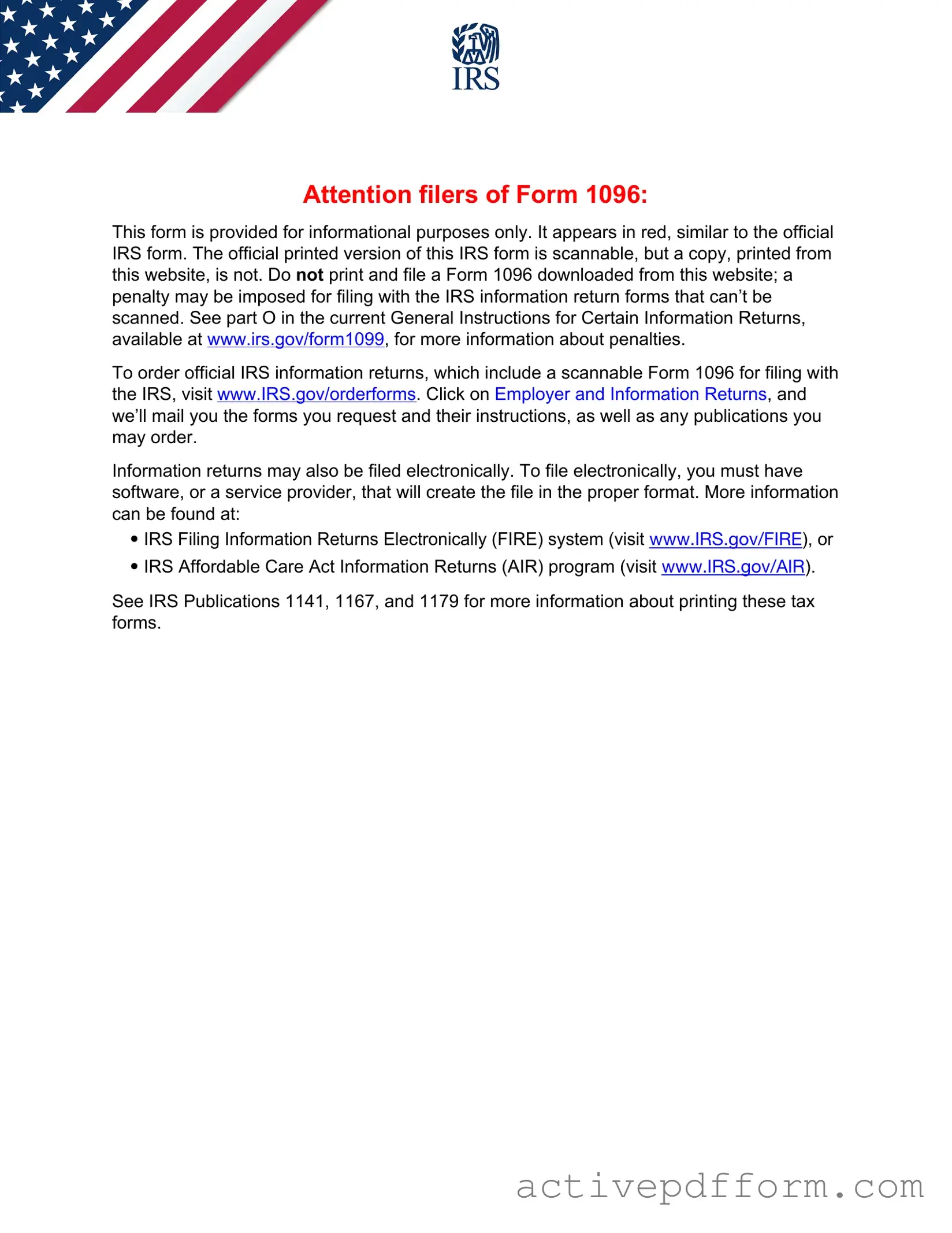 Free IRS 1096 Template