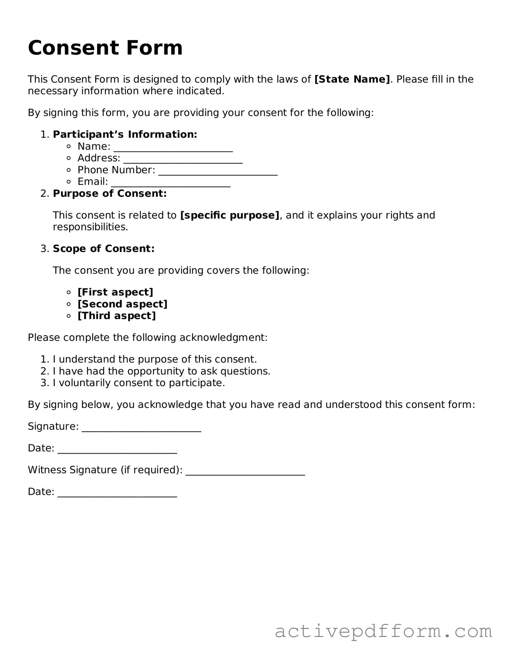 Blank Consent Document