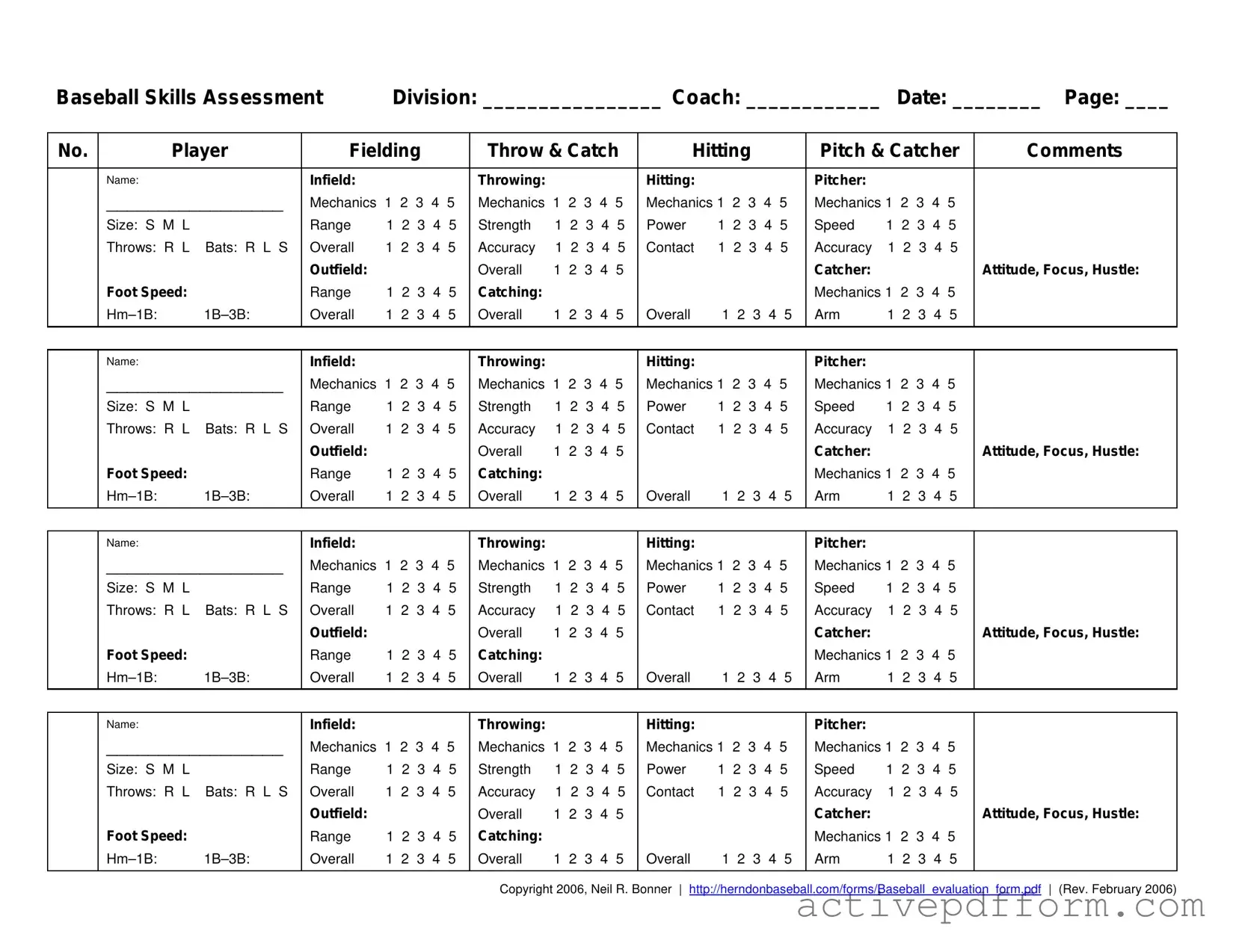 Free Baseball Assessment Template