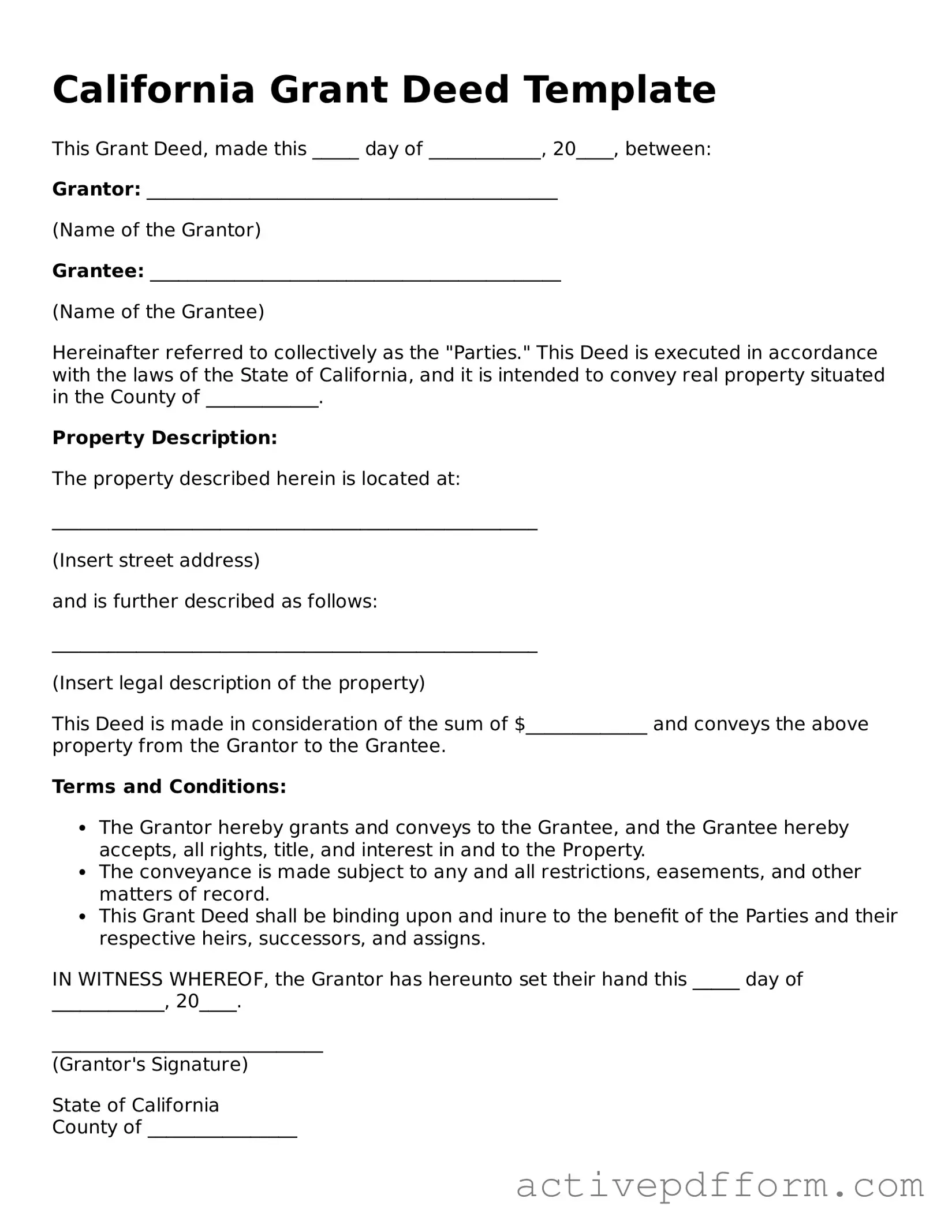 Blank California Deed Document