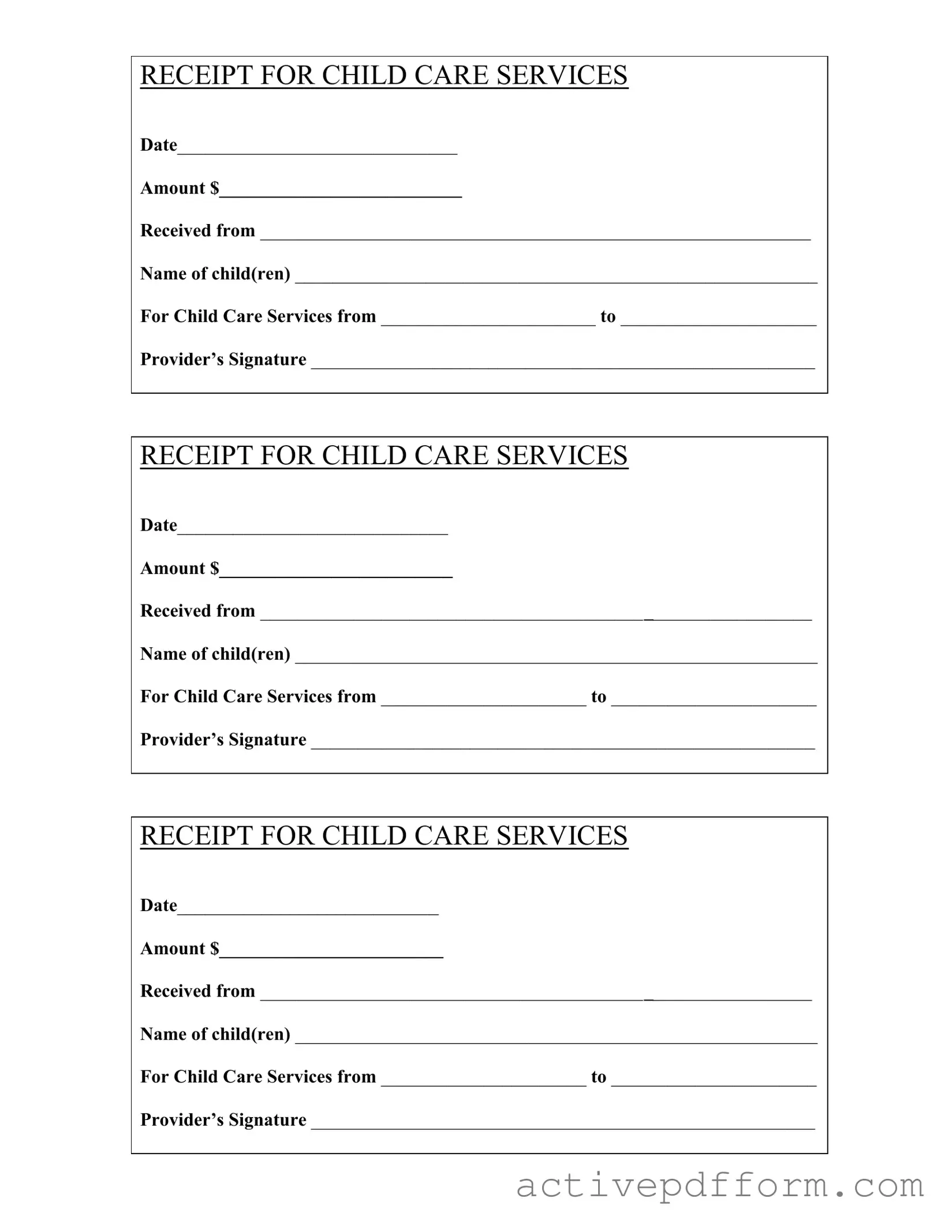 Free Childcare Receipt Template