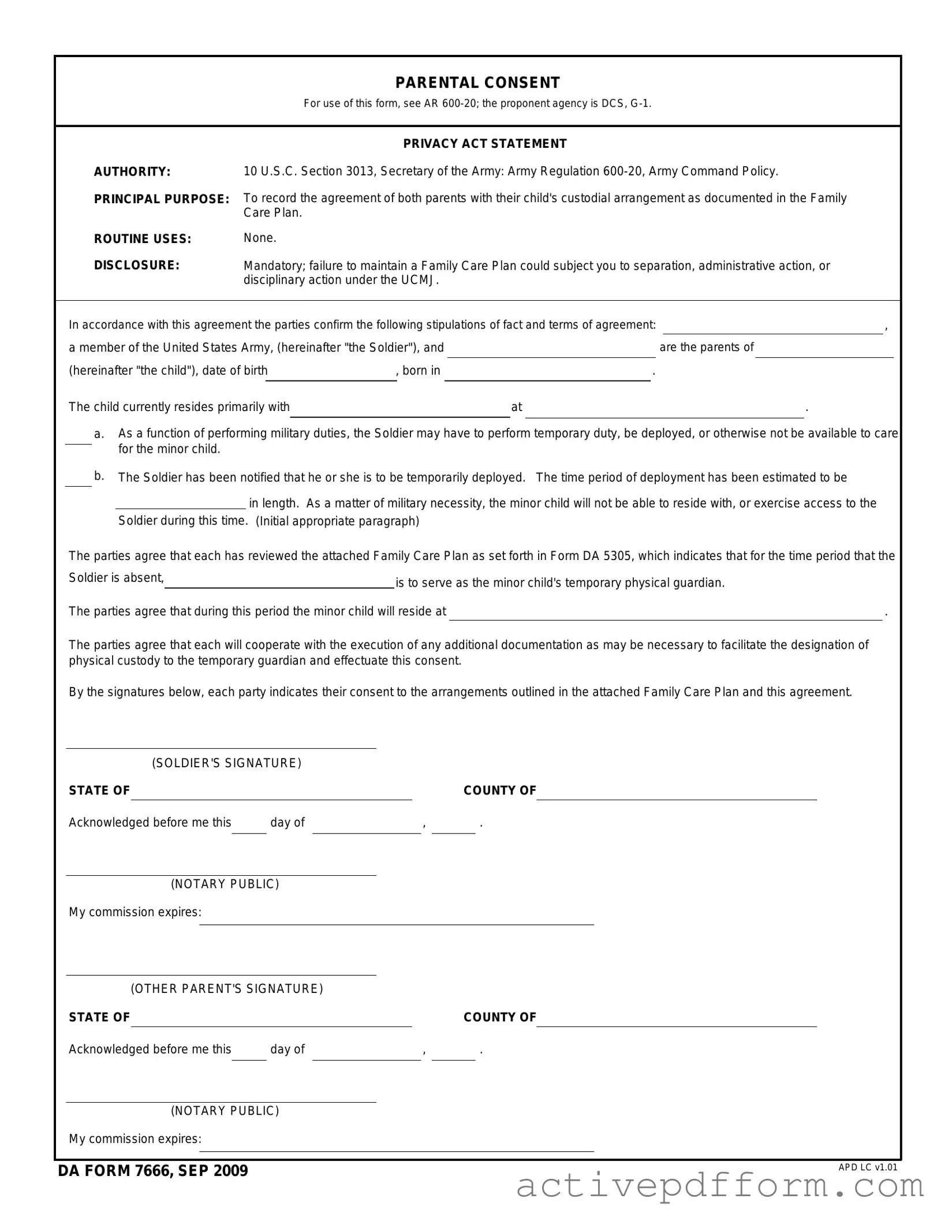 Free DA 7666 Template