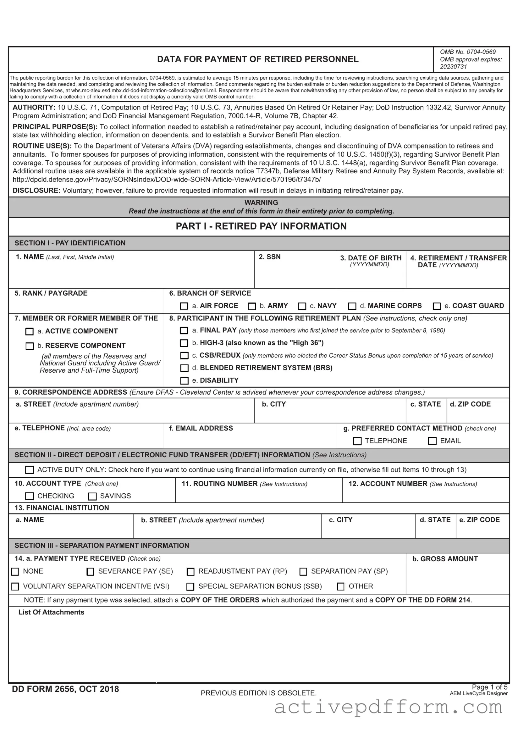 Free DD 2656 Template