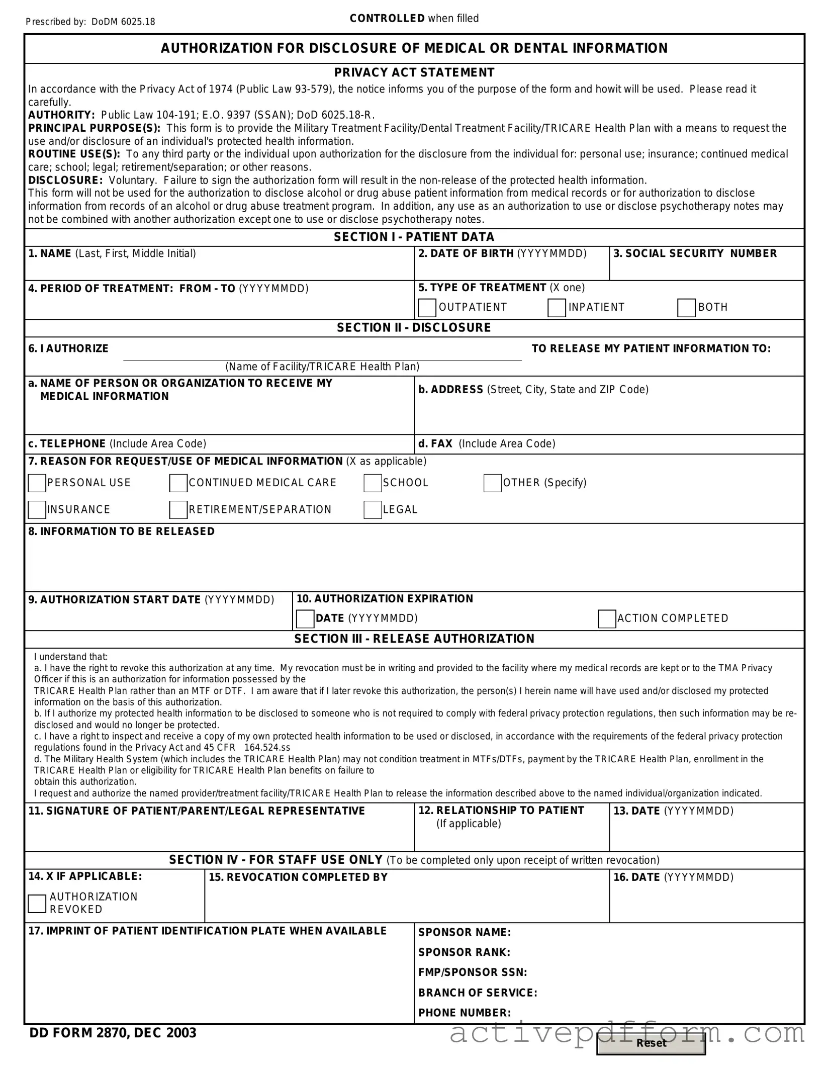 Free DD 2870 Template
