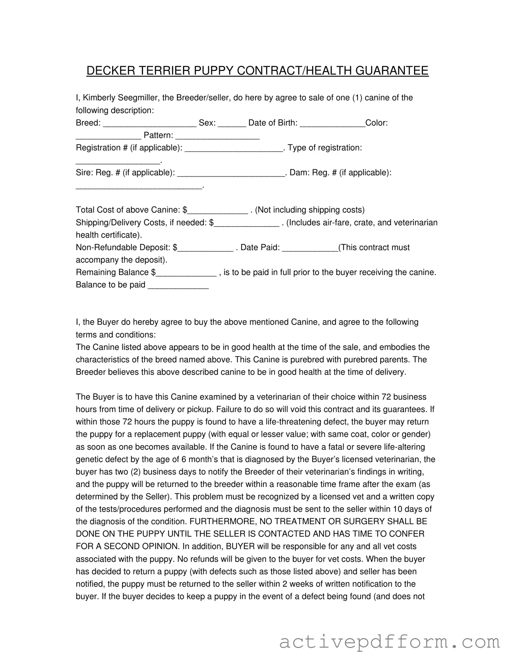 Free Health Guarantee Template