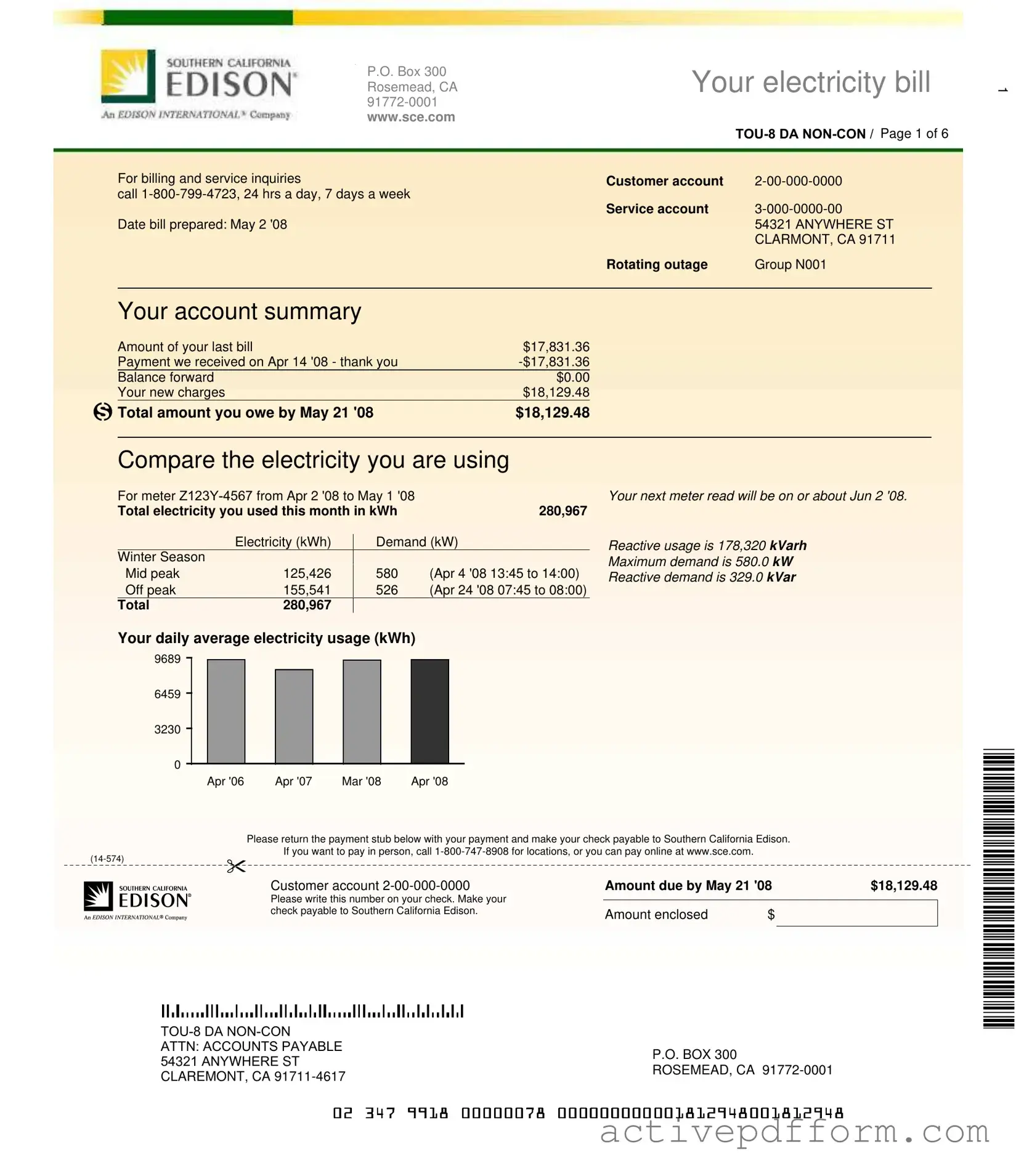 Free Edison Electricity Bill Template