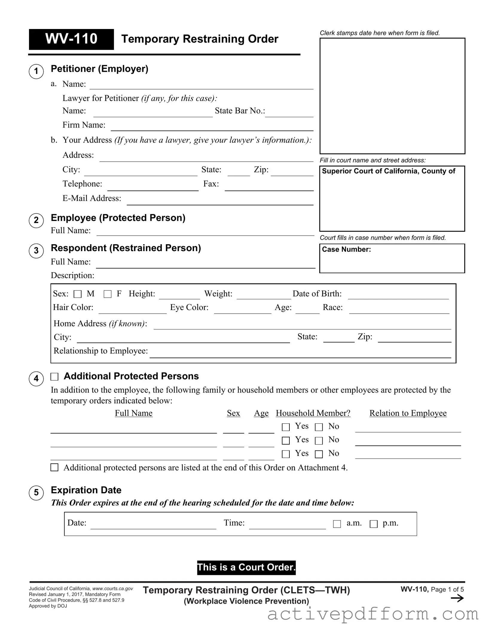 Free Fake Restraining Order Template