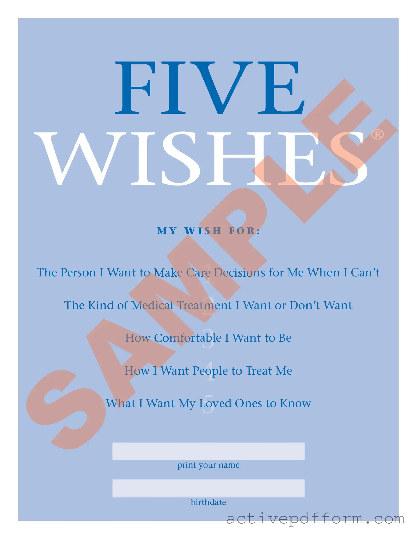Free 5 Wishes Document Template