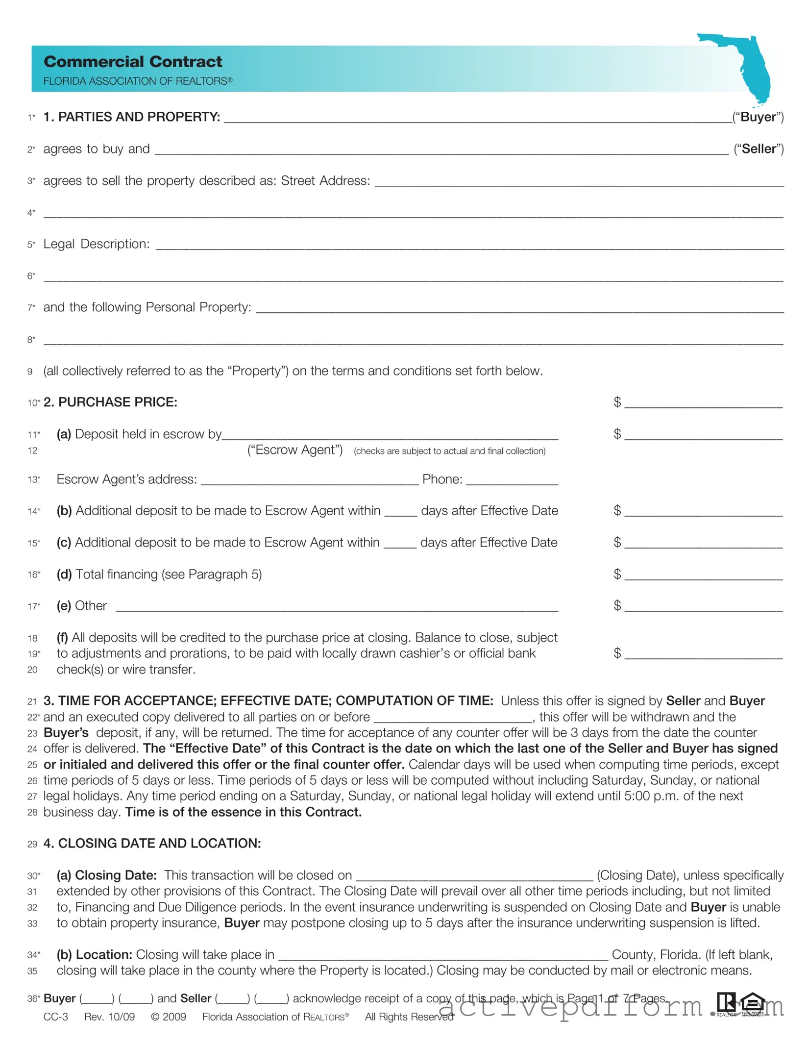Free Florida Commercial Contract Template