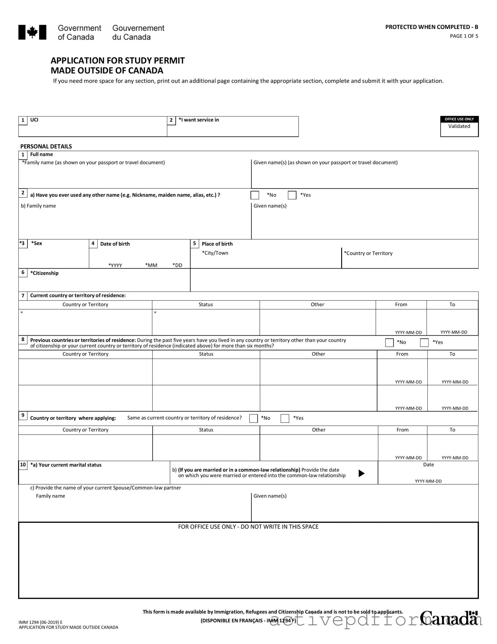 Free Imm 1294 Template
