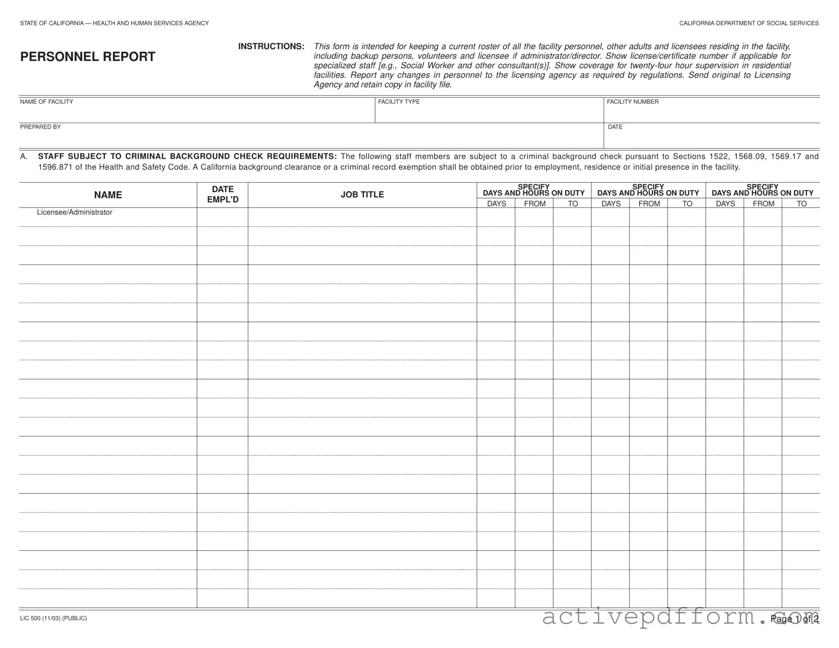 Free Lic 500 Template