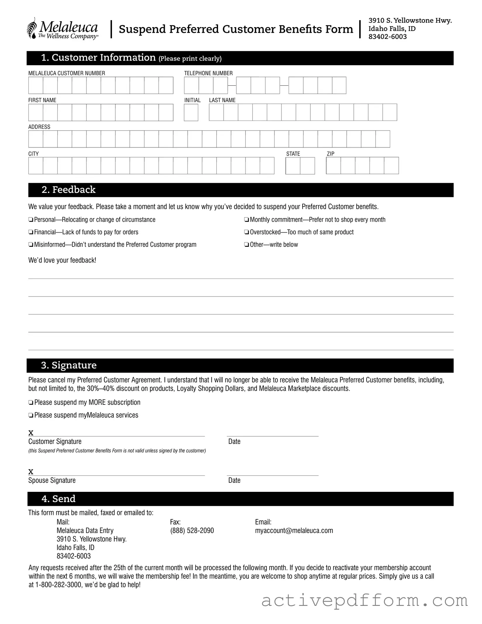 Free Melaleuca Cancellation Template