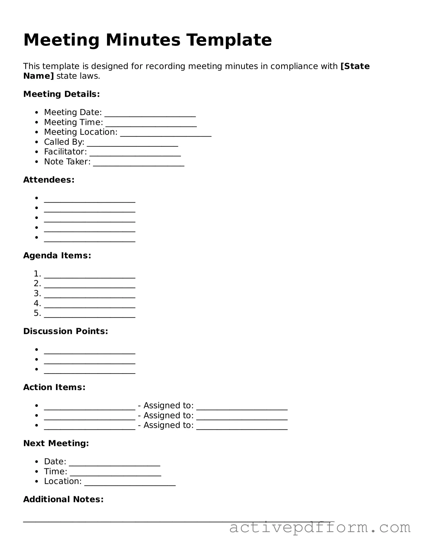 Blank Meeting Minutes Document