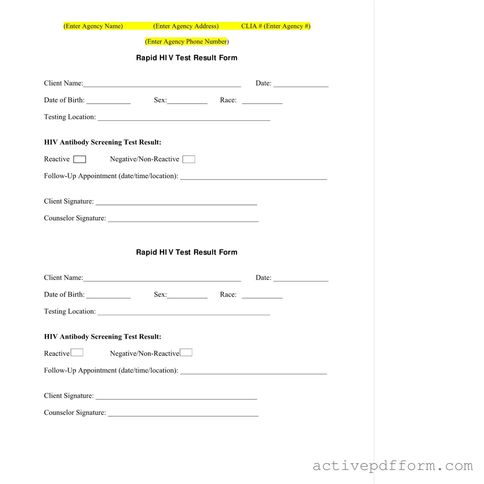 Free Negative Hiv Test Template
