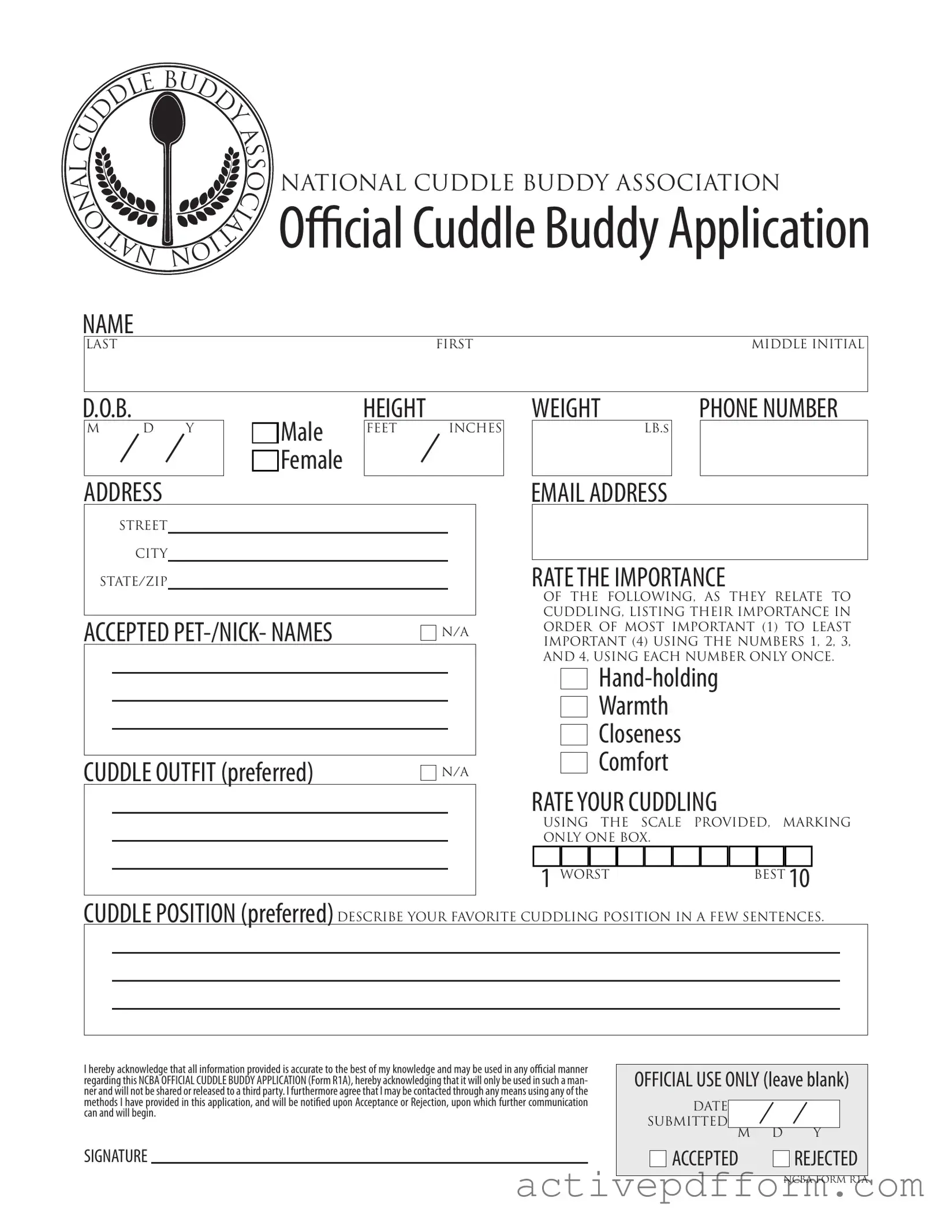 Free Cuddle Buddy Application Template