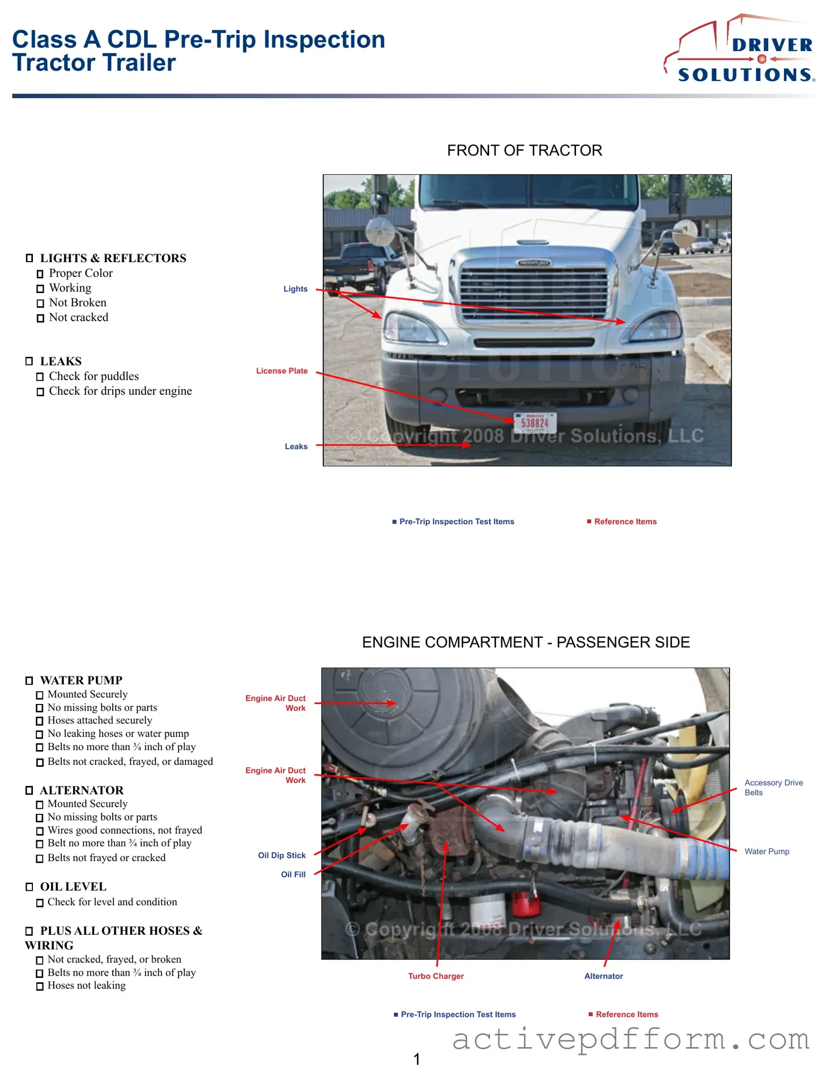 Free Pre Trip Inspection Checklist Template