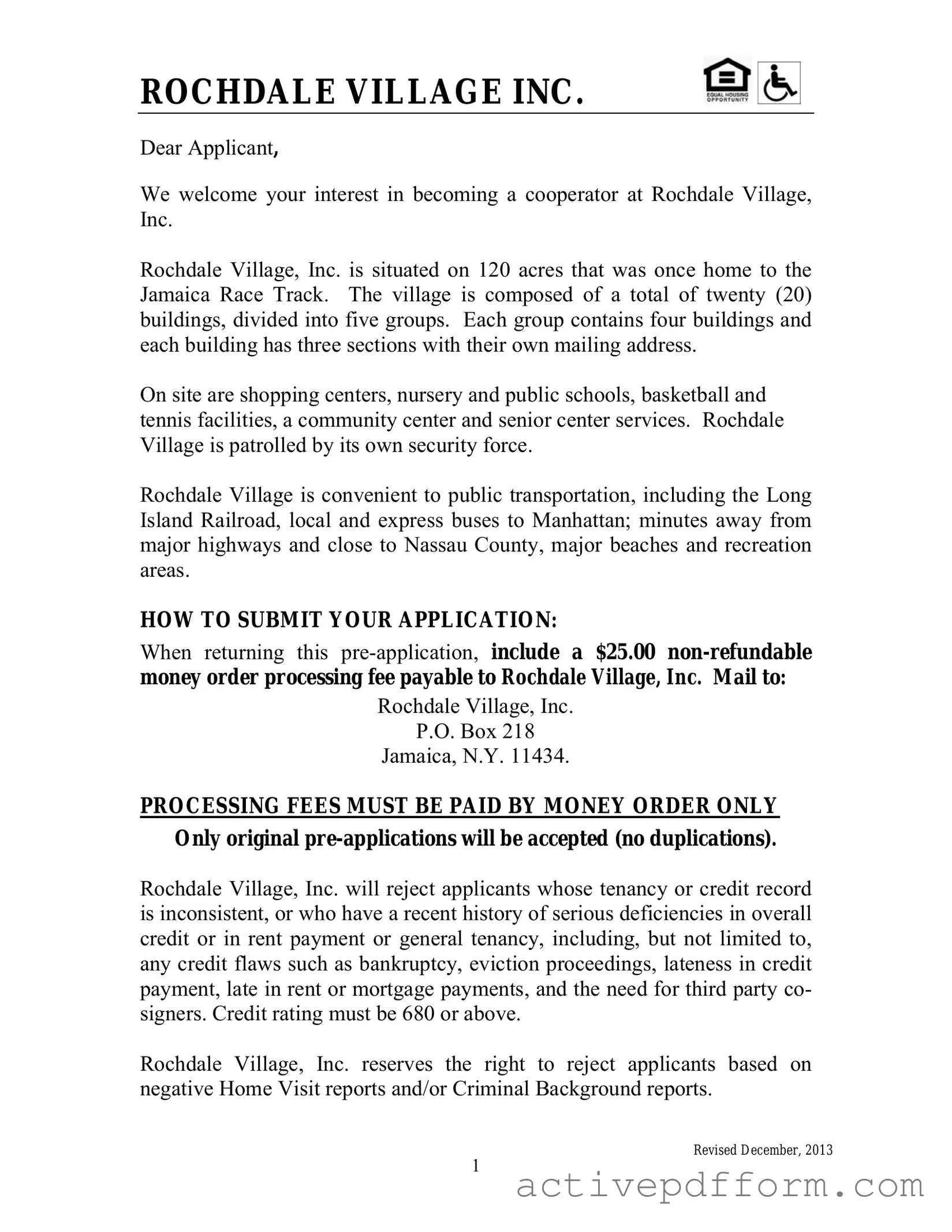 Free Rochdale village application Template
