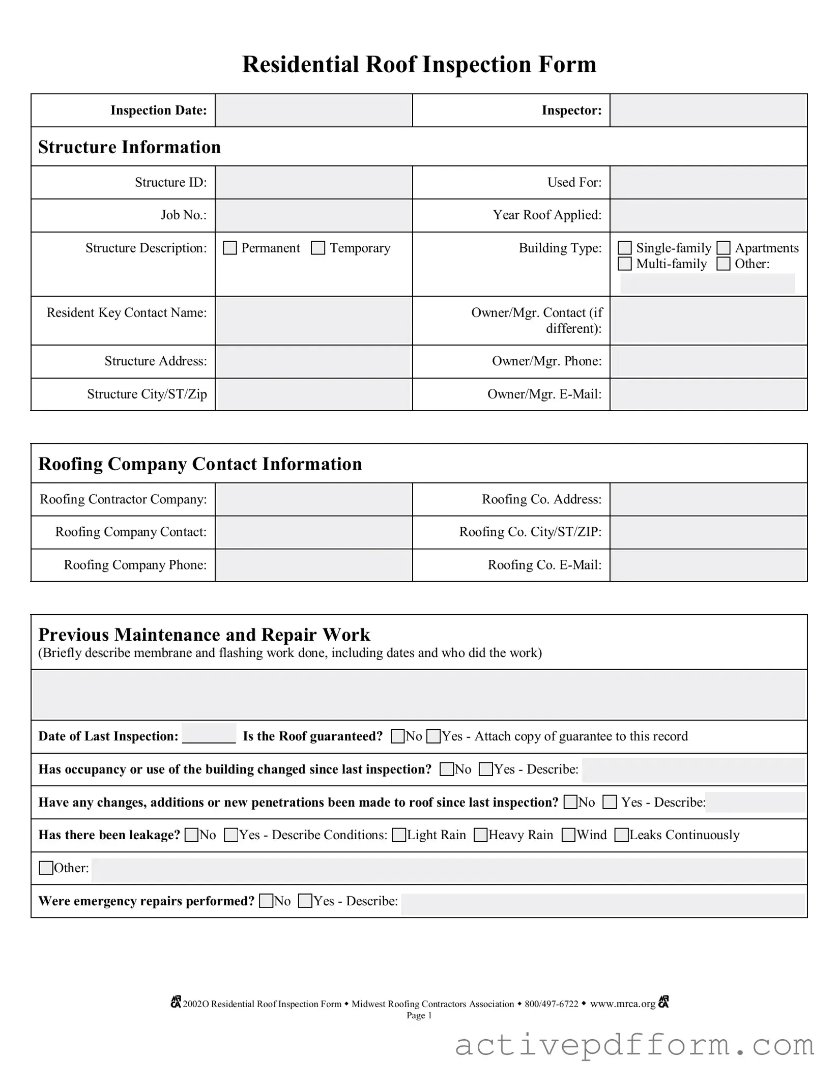 Free Roof Inspection Template