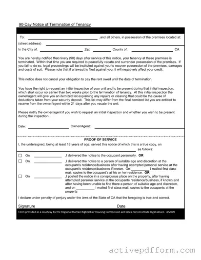 Free 90 Day Notice To Move Out Template