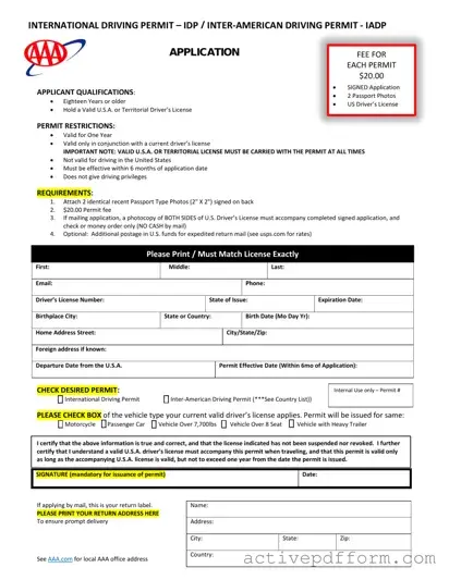 Free Aaa International Driving Permit Application Template