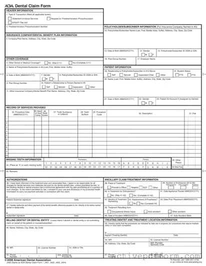 Free Ada Dental Claim Template