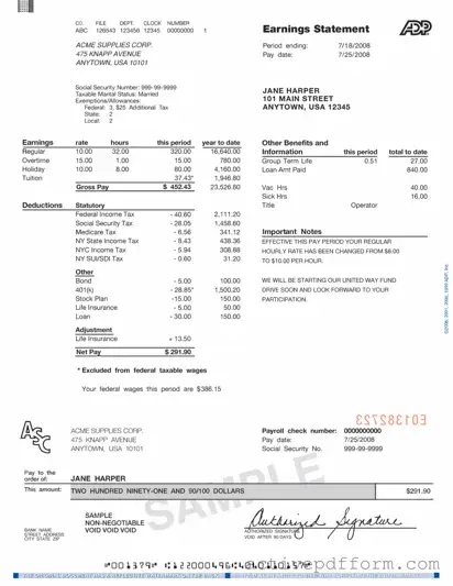 Free Adp Pay Stub Template