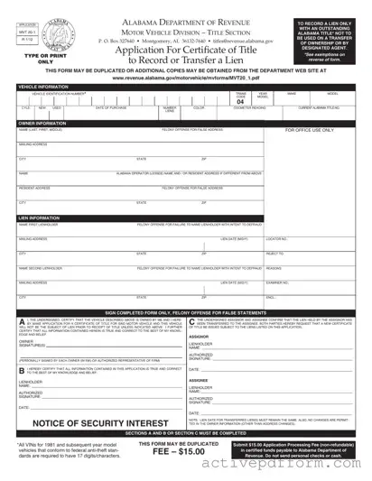 Free Alabama Mvt 20 1 Template