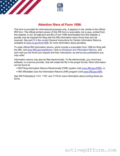 Free IRS 1096 Template