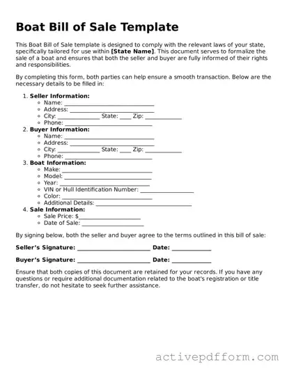 Blank Boat Bill of Sale Document