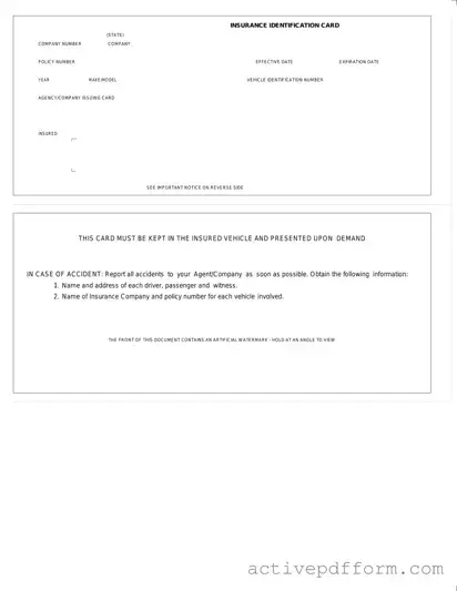 Free Auto Insurance Card Template