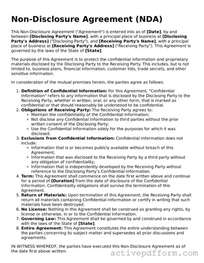 Blank Non-disclosure Agreement Document