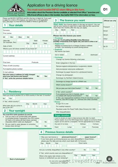 Free D1 Dvla Template