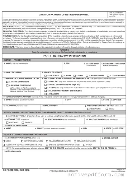 Free DD 2656 Template