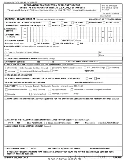 Free DD 149 Template
