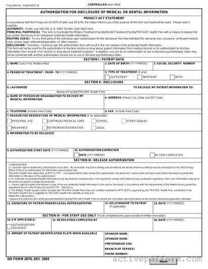 Free DD 2870 Template