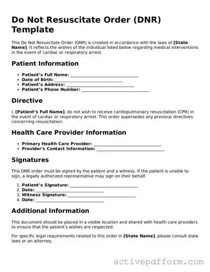 Blank Do Not Resuscitate Order Document