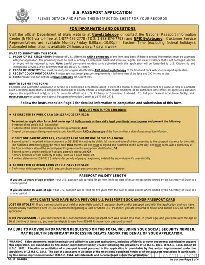 Free DS-11 U.S. Passport application Template