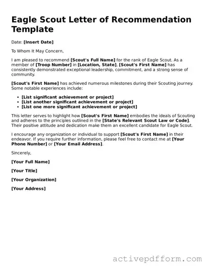 Blank Eagle Scout Letter of Recommendation Document
