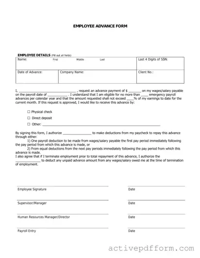 Free Employee Advance Template