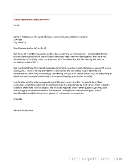 Free Emotional Support Animal Letter Template
