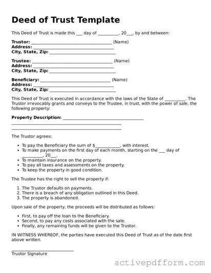Blank Deed of Trust Document
