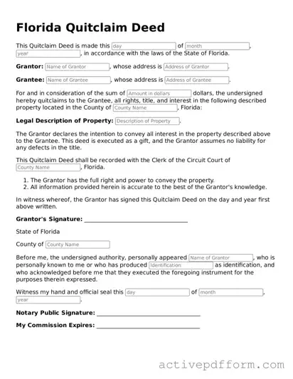 Blank Florida Quitclaim Deed Document