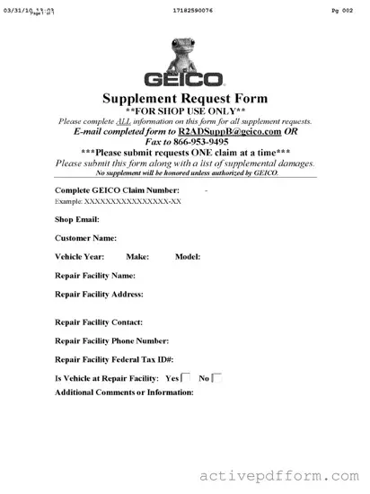 Free Geico Supplement Request Template
