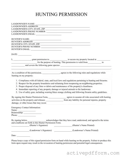 Free Hunter Permission Template