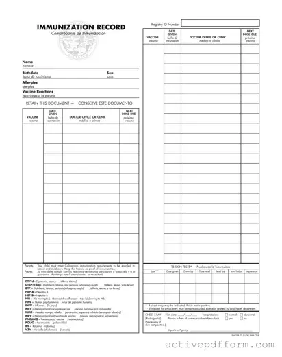 Free Immunization Record Template