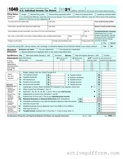 Free IRS 1040 Template