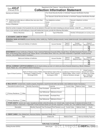 Free IRS 433-F Template