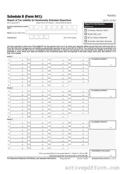 Free IRS Schedule B 941 Template