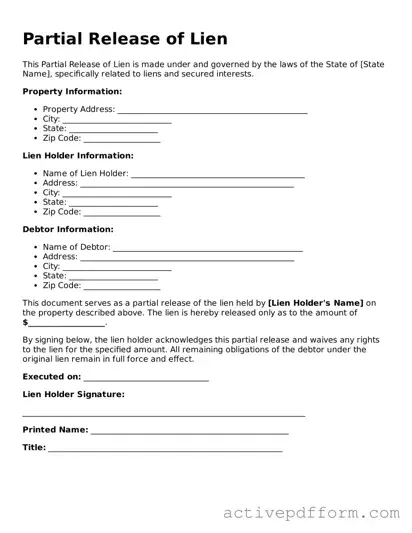 Blank Partial Release of Lien Document
